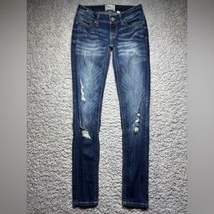 BKE Denim Jeans Womens 23 Skinny Distressed Holes Low Rise Big Stitch Concert